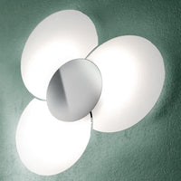 Plafoniera moderna top light clover 1114 100 fa fr fo sa cr ga e27 led vetro lampada soffitto, finitura metallo cromo