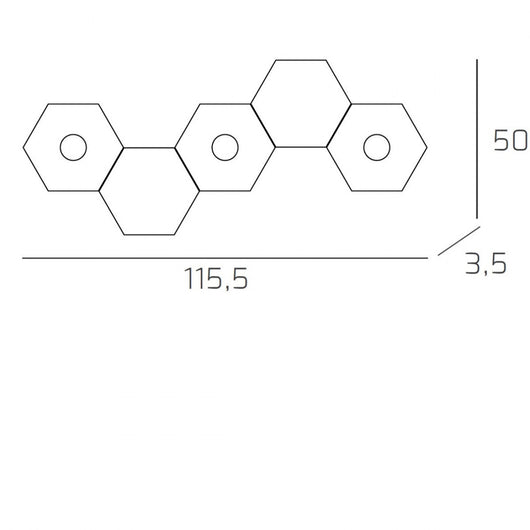 Plafoniera moderna top light hexagon 1142 3l2d a3 gx53 led metallo lampada parete soffitto, finitura metallo bianco