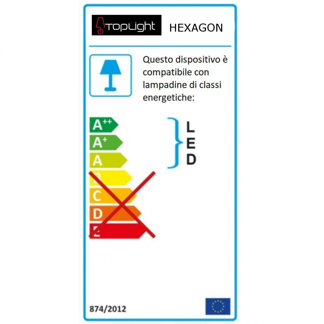 Plafoniera moderna top light hexagon 1142 4l2d a3 gx53 led metallo lampada parete soffitto, finitura metallo grigio