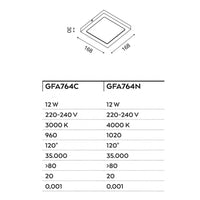 Plafoniera quadrata gea led sham q gfa764 12w led 220v termoplastica lampada soffitto moderna interno, tonalità luce