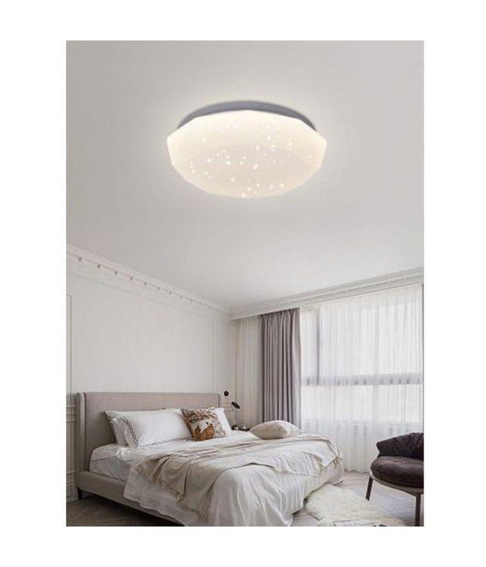 Plafoniera Soffitto 36 W Bianca Lavorata Puntini Luce 6500k 3000k 4000k C02-36  -bianco Naturale      -