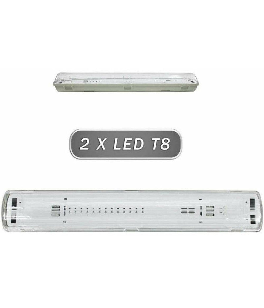 Plafoniera Stagna 2 Neon Led Tubo T8 G13 60 Cm Da Parete Soffitto Ip65 T8-60s         