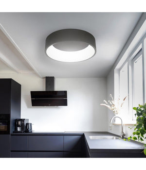 Plafoniera Tonda Lampada Soffitto Parete Led 42w Cct 3000k 4000k Luce 60cm 230v  Nero       