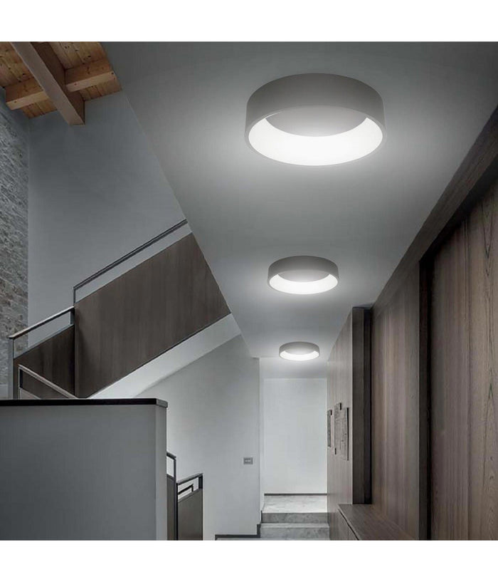 Plafoniera Tonda Lampada Soffitto Parete Led 42w Cct 3000k 4000k Luce 60cm 230v  Nero       