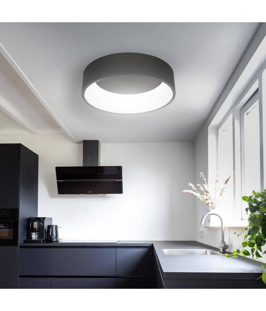 Plafoniera Tonda Led 30 W Cct 3000k 4000k Lampada Soffitto Parete Muro Luce 40cm  Nero       