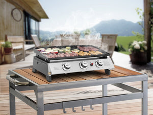 Plancha a gas 3 fuochi "Jolly" - 7,5 Kw - Grigio