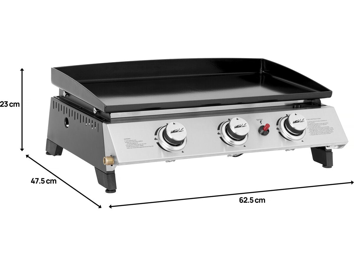 Plancha a gas 3 fuochi "Jolly" - 7,5 Kw - Grigio