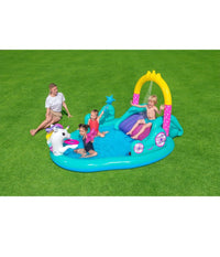 Play Center Magico Unicorno Piscina 274x198x137cm Scivolo Anelli Bacchetta 53097         