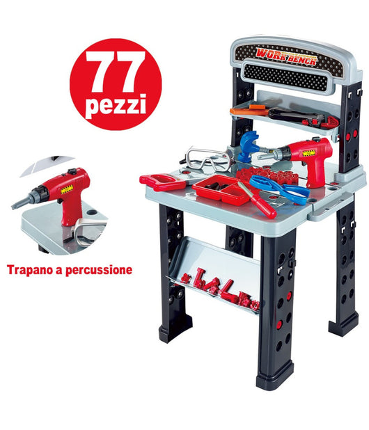 Playset Attrezzi Da Lavoro Giocattolo Bambini Banco Estensibile Con Trapano         