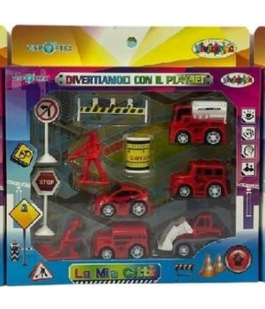 Playset Costruzioni La Mia Città  Vigili Del Fuoco Con Personaggi Veicoli Segnali         