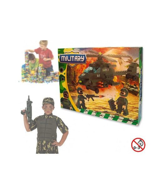 Playset Costruzioni Militari 160pz Da Assemblare Personaggi Elicottero Con Armi         