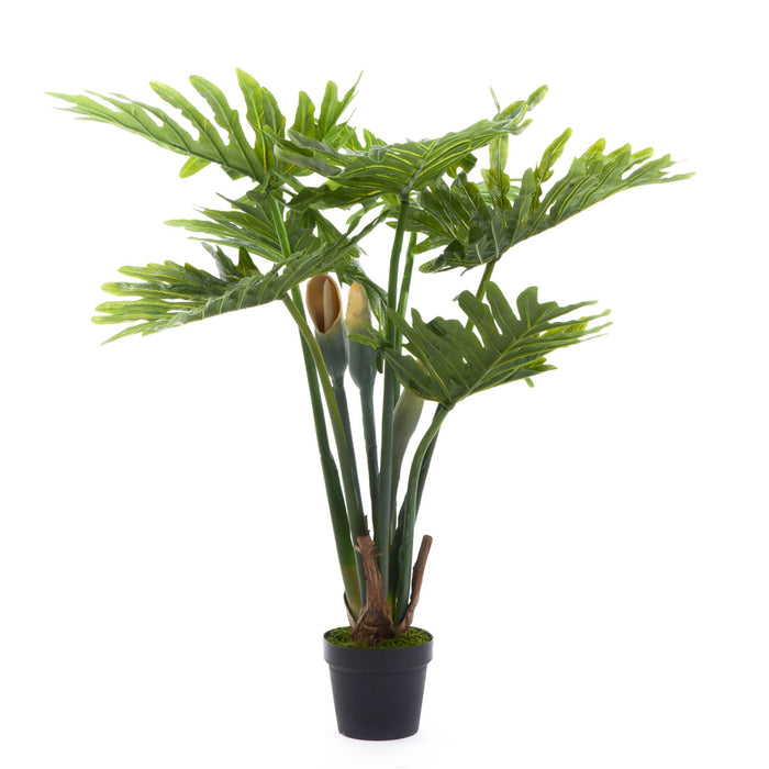 Pianta Artificiale Monstera in Vaso con 7 Foglie con Vaso H 105 cm