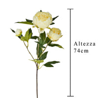 Set 3 Rami Artificiali Peonia con 3 Fiori H 74 cm