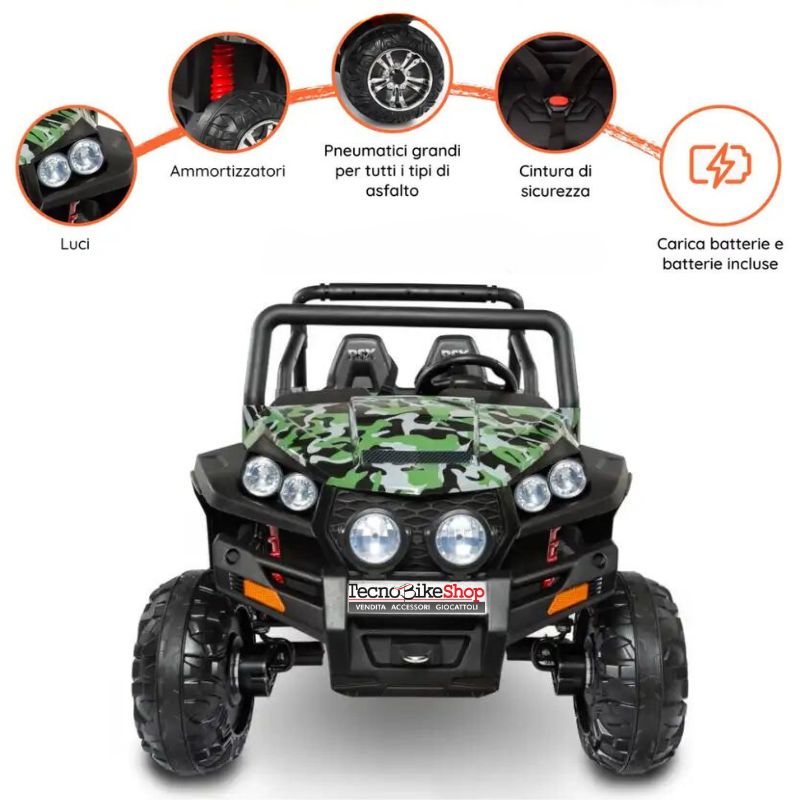 Auto Elettrica per Bambini 4x4 Polar 24V colore Verde Mimetico