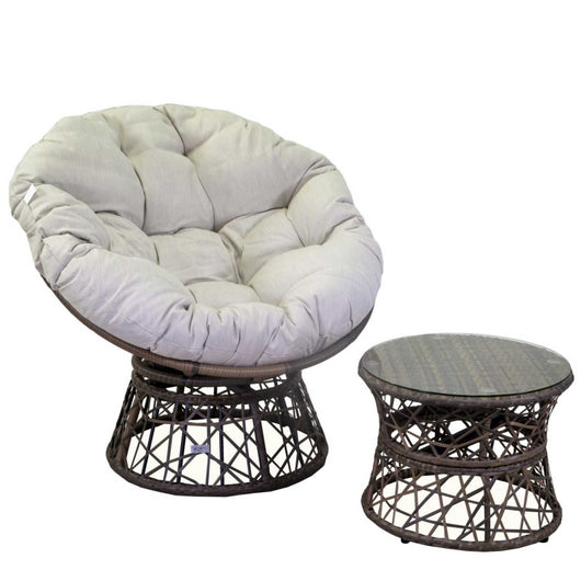 Poltrona alluminio polyrattan Baltimorapapasan con cuscino e tavolino