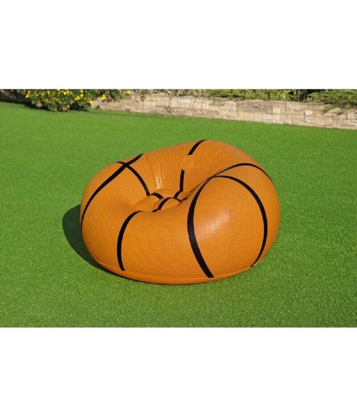 Poltrona Pouf Gonfiabile Design Palla Da Basket Bambini Ragazzi 114x112x66cm 75103         