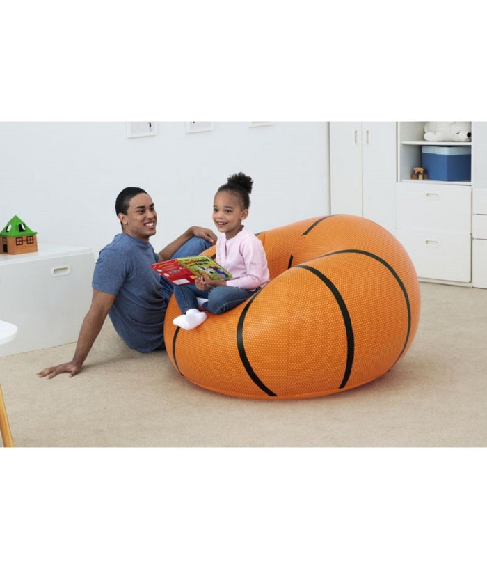 Poltrona Pouf Gonfiabile Design Palla Da Basket Bambini Ragazzi 114x112x66cm 75103         