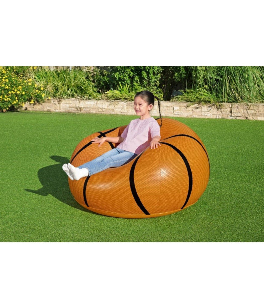 Poltrona Pouf Gonfiabile Design Palla Da Basket Bambini Ragazzi 114x112x66cm 75103         