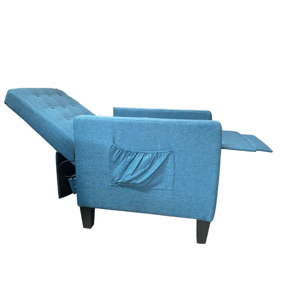 Poltrona recliner con massaggio Malea tessuto blu