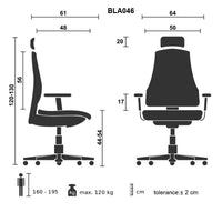 Poltrona da ufficio 64x48x120/130 cm Bella cuoio