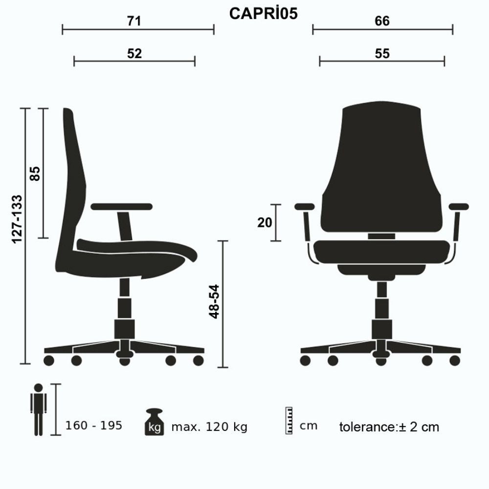 Poltrona da ufficio 67x52x132/138 cm Capri nera