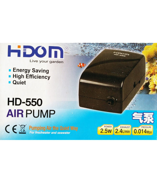 Pompa Aria Esterna Per Da Acquario 60 /500 Litri 2,5w Hd550 Acquario Areatore         