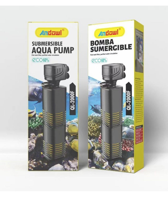 Pompa Sommergibile Per Acquario Riciclo Acqua Dolce Salata 1400l/h 20w Ql-2000f         