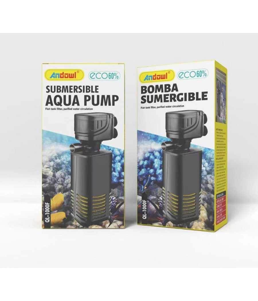 Pompa Sommergibile Per Acquario Riciclo Acqua Dolce Salata 800l/h 12 W Ql-1000f         