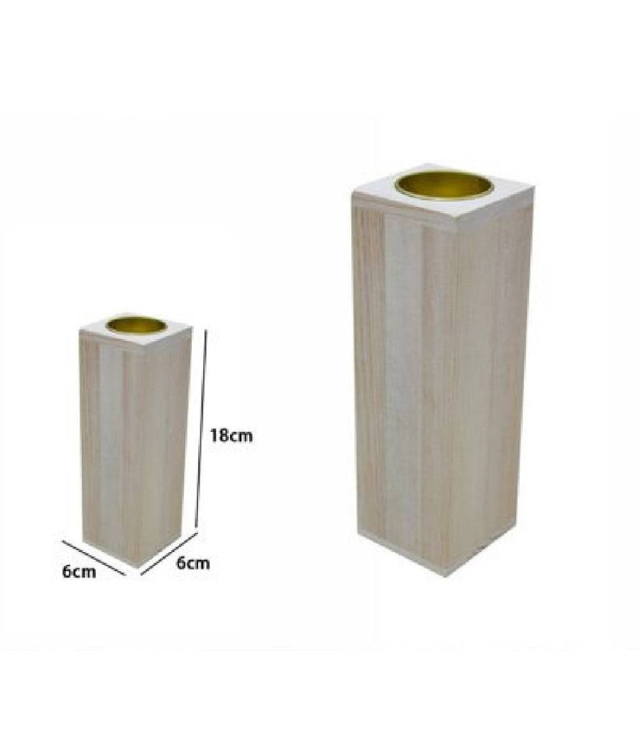 Porta Candela Base Portacandela Lumini In Legno Naturale 18cm Decorazione 53738a         