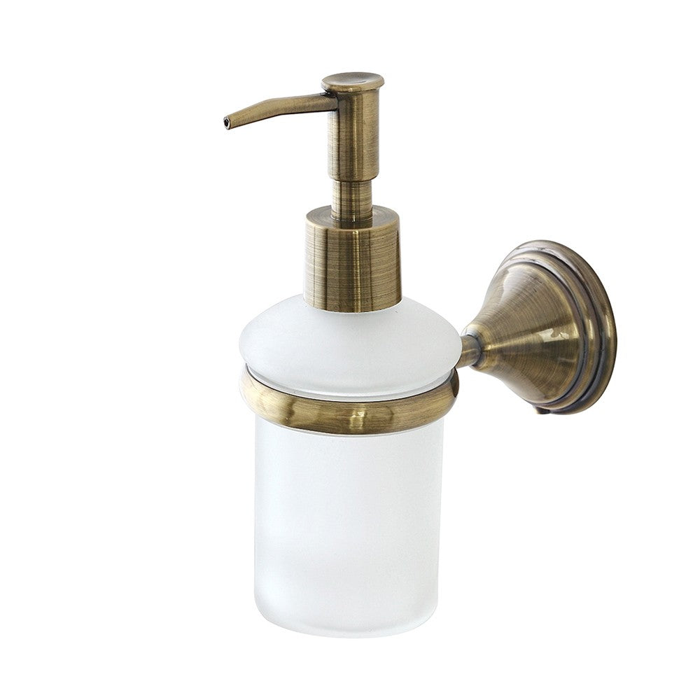 Porta dispenser sapone liquido da muro in acciaio finitura bronzo Iris kit fissaggio incluso