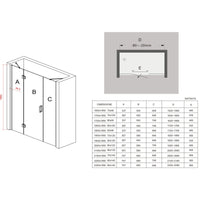 Porta doccia battente trasparente anticalcare 8mm h195 extra large, dimensioni 215