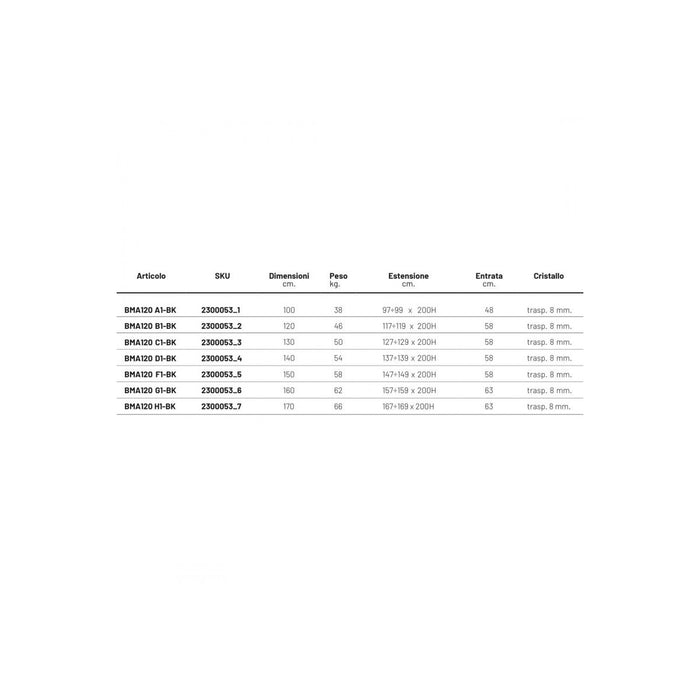 Porta doccia battente vetro trasparente anticalcare 8mm h195 like, dimensioni 170cm