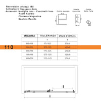 Porta doccia scorrevole nicchia cristallo 6mm h195 anticalcare lagoa, misura 110