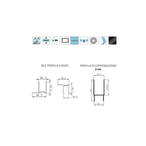 Porta doccia scorrevole trasparente 6mm erica profilo nero, dimensioni 150cm