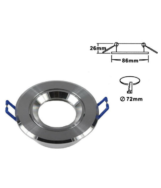 Porta Faretto Incasso Faretto Gu10 Rotondo Acciaio Orientabile Portalampada P1  Argento       