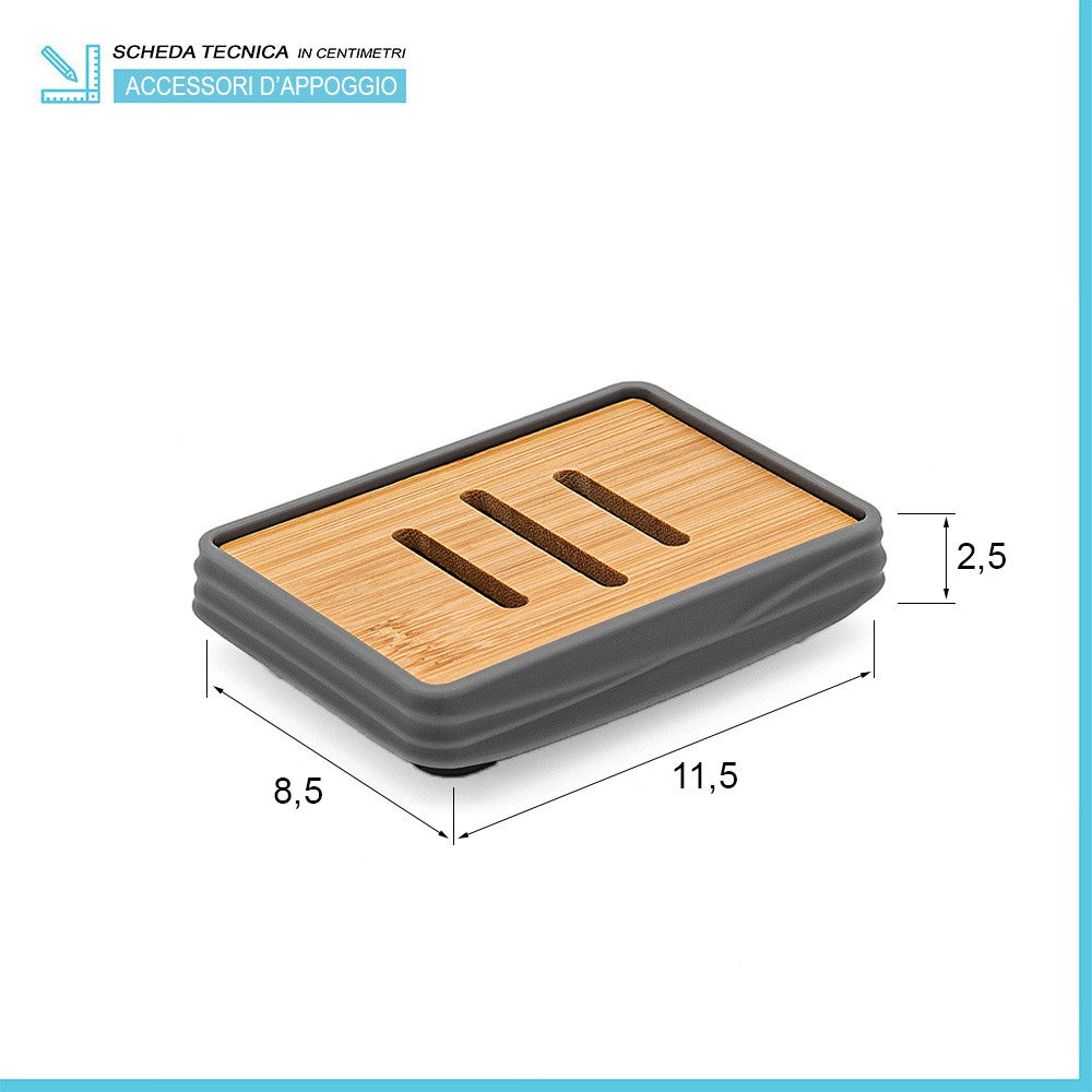Porta sapone da appoggio grigio in abs e bambÃ¹ Wave