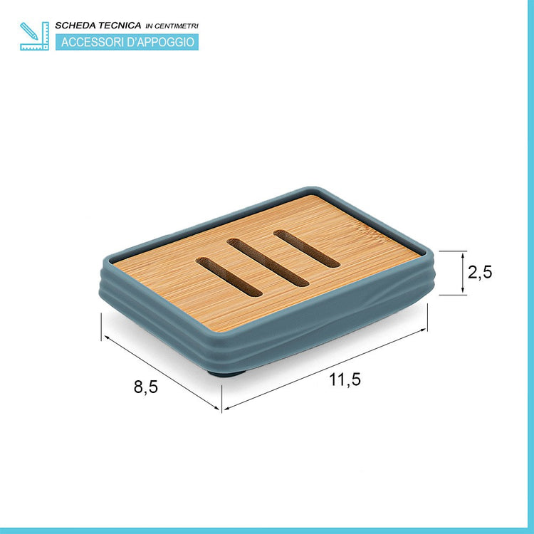 Porta sapone da appoggio turchese cobalto in abs e bambÃ¹ Wave