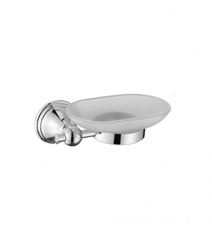 Porta sapone da parete con bacinella in vetro satinato - serie queen cod 81495