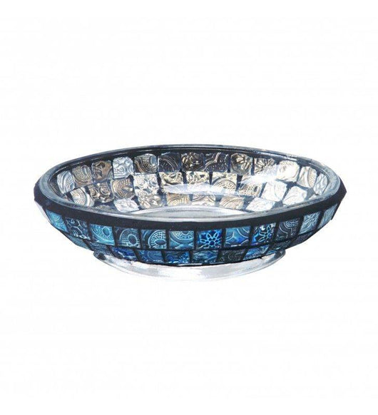 Porta sapone serie crystal in vetro mosaico blu cod 80857