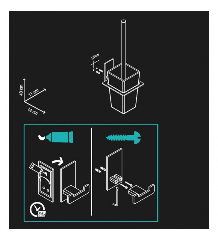 Porta rotolo aperto serie flat - fissaggio ad incollo o con viti cod 76458