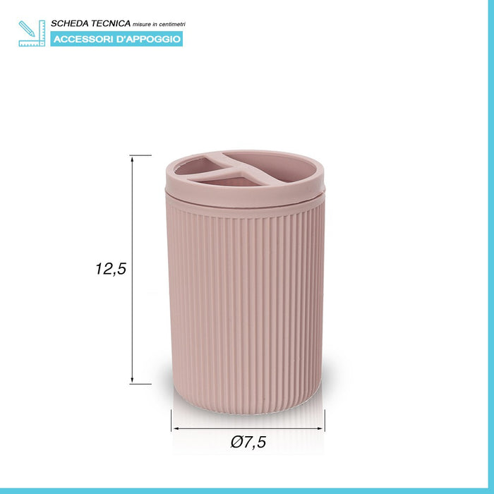 Porta spazzolini da appoggio rosa in plastica Ring