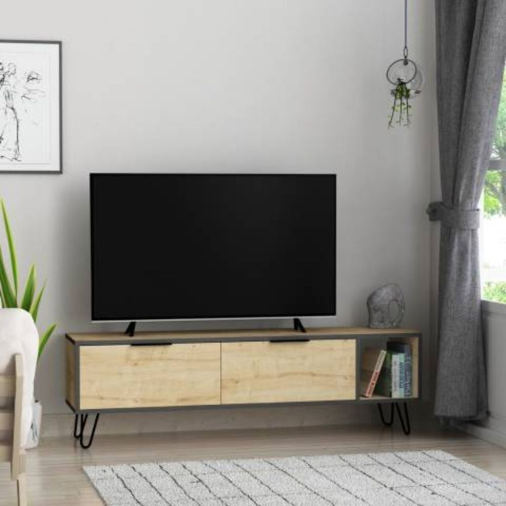 Mobile TV 2 Ante 1 Ripiano 150x50 cm in MDF Furoki Rovere