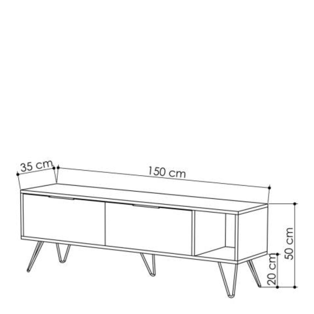 Mobile TV 2 Ante 1 Ripiano 150x50 cm in MDF Furoki Rovere