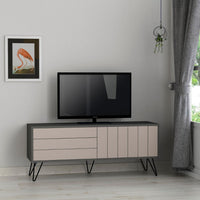 Mobile TV 2 Ante 3 Ripiani 57x139x36 cm in MDF Piccadilly Antracite e Light Mocha