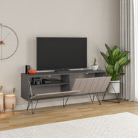 Mobile TV 2 Ante 3 Ripiani 57x139x36 cm in MDF Piccadilly Antracite e Light Mocha