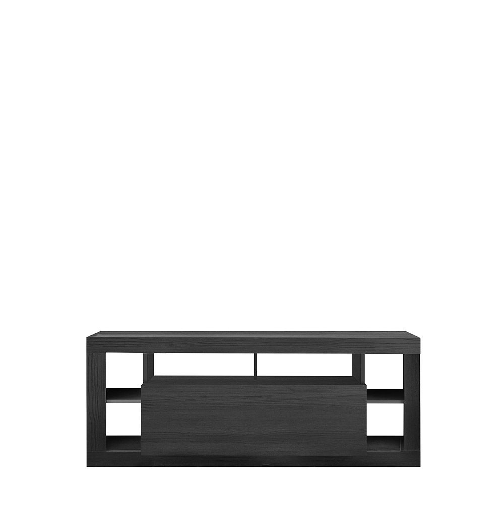 Moderno Porta TV con 1 anta ribalta, colore Nero frassinato, ZLCRIMPRTV03