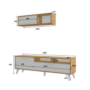 Porta tv 180x35x47h Slim D2306TV180M109 colore rovere bianco