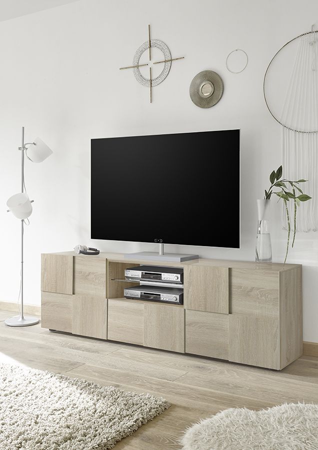 Porta TV di Design Rovere Samoa a due ante e un cassetto ZLCMS-PTV2A1CRS