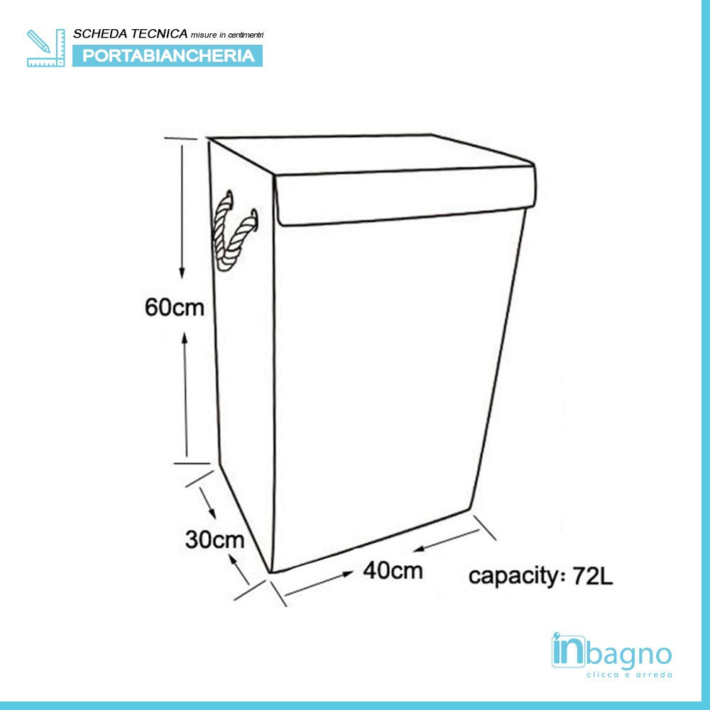 Cesto Portabiancheria in Tessuto con Stampa colore Panna da Lavanderia