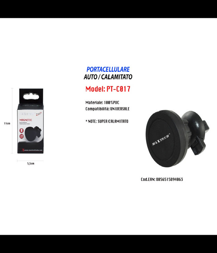 Portacellulare Universale Smartphone Da Auto Supporto Calamitato Maxtech Pt-c017         